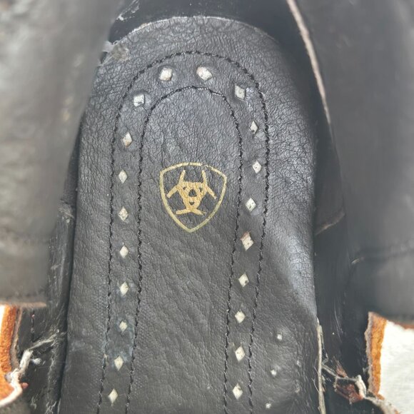 Ariat Western Booties 8.5 Brown Suede Embroidered Pointed Toe Cowgirl Ankle Boot - Picture 11 of 12